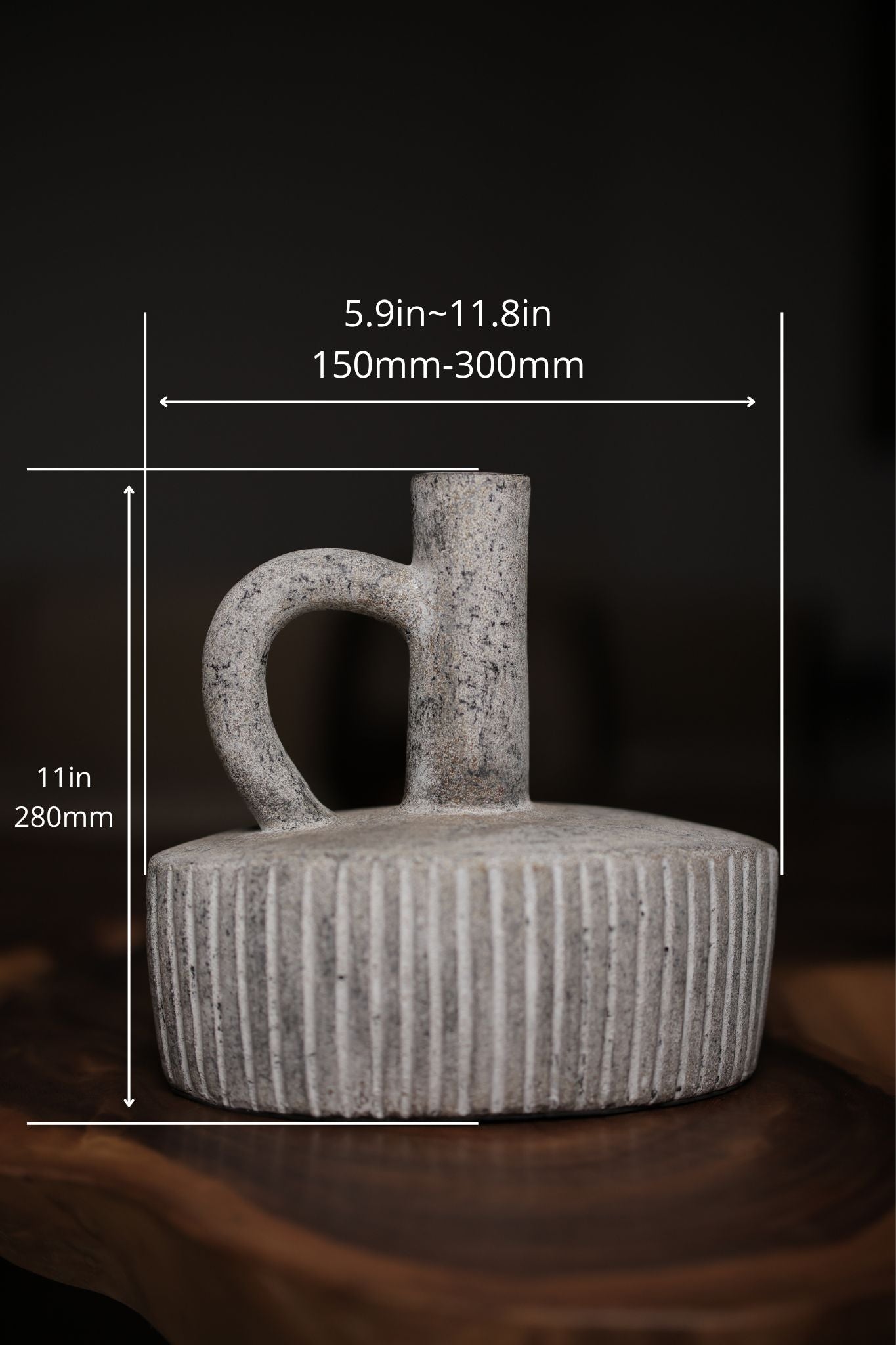 Ribbed Terracotta Handled Vase