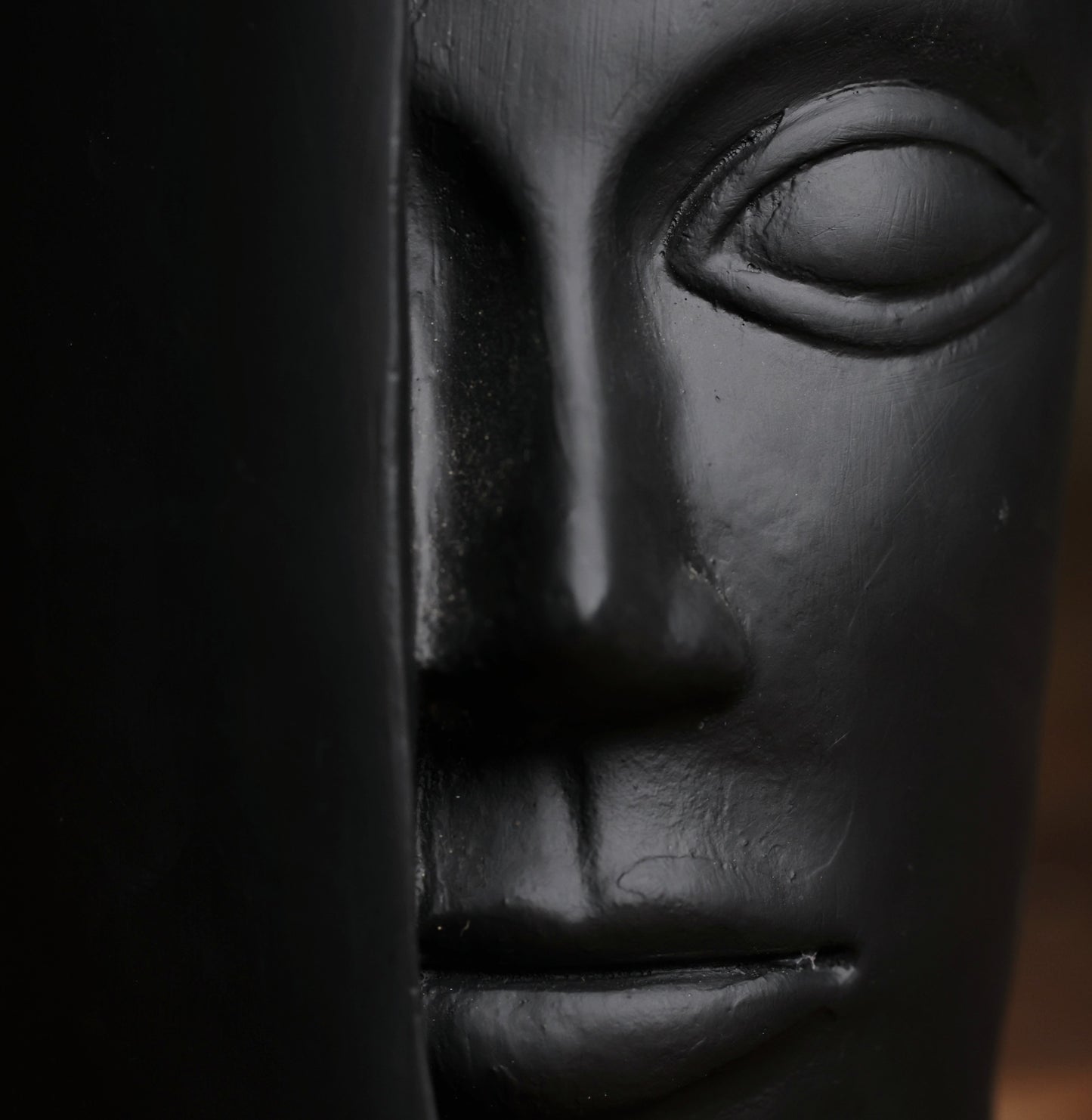 Abstract Face Vase - Matte Black