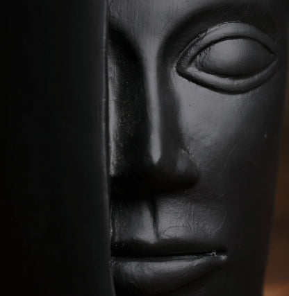Abstract Face Vase - Matte Black