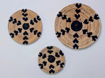 Kencana Black & Natural Woven Wall Plates (Set of 3)