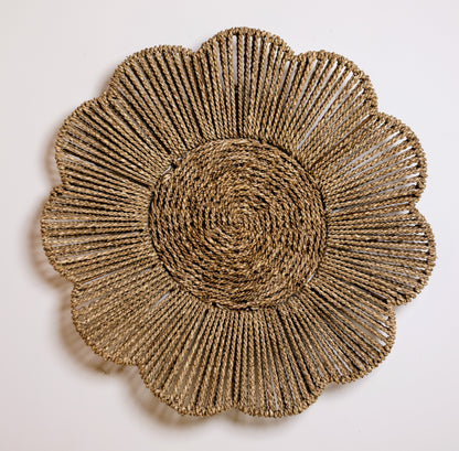 Aylen Natural Seagrass Woven Wall Art - Set of 3 Floral Hangings