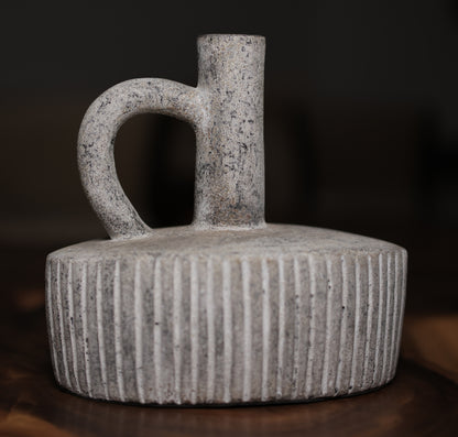 Ribbed Terracotta Handled Vase