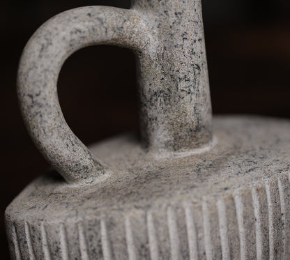 Ribbed Terracotta Handled Vase