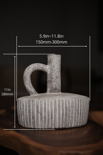 Ribbed Terracotta Handled Vase