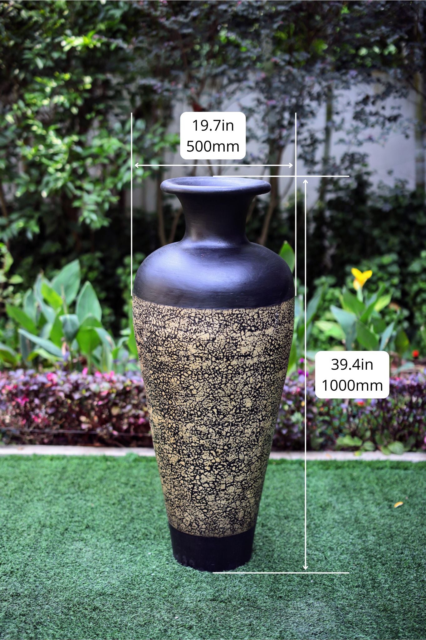 Sami Modern Tall GRC Planter with Textured Gold Finish