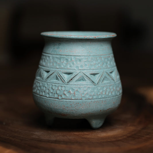 Small Terracotta Planter with Etchings