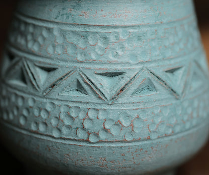 Small Terracotta Planter with Etchings
