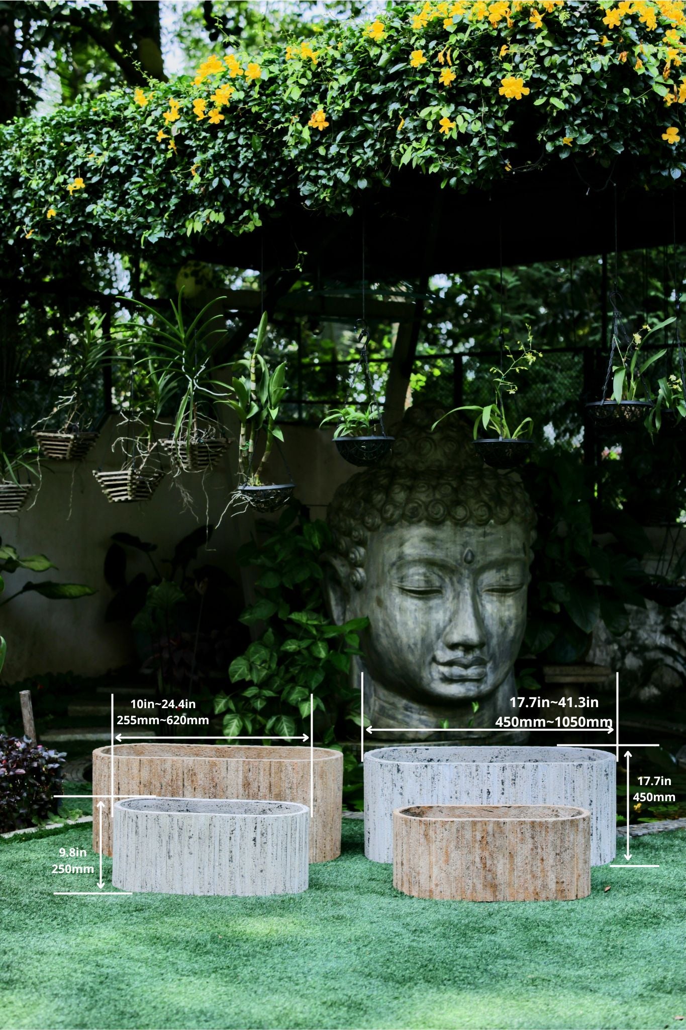 Sumaq Fluted Concrete-Look Garden Planter (Set of 2)