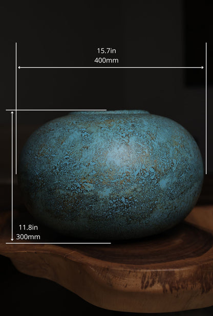 Tequi Turquoise Terracotta Squat Vase