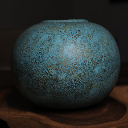 Tequi Turquoise Terracotta Squat Vase