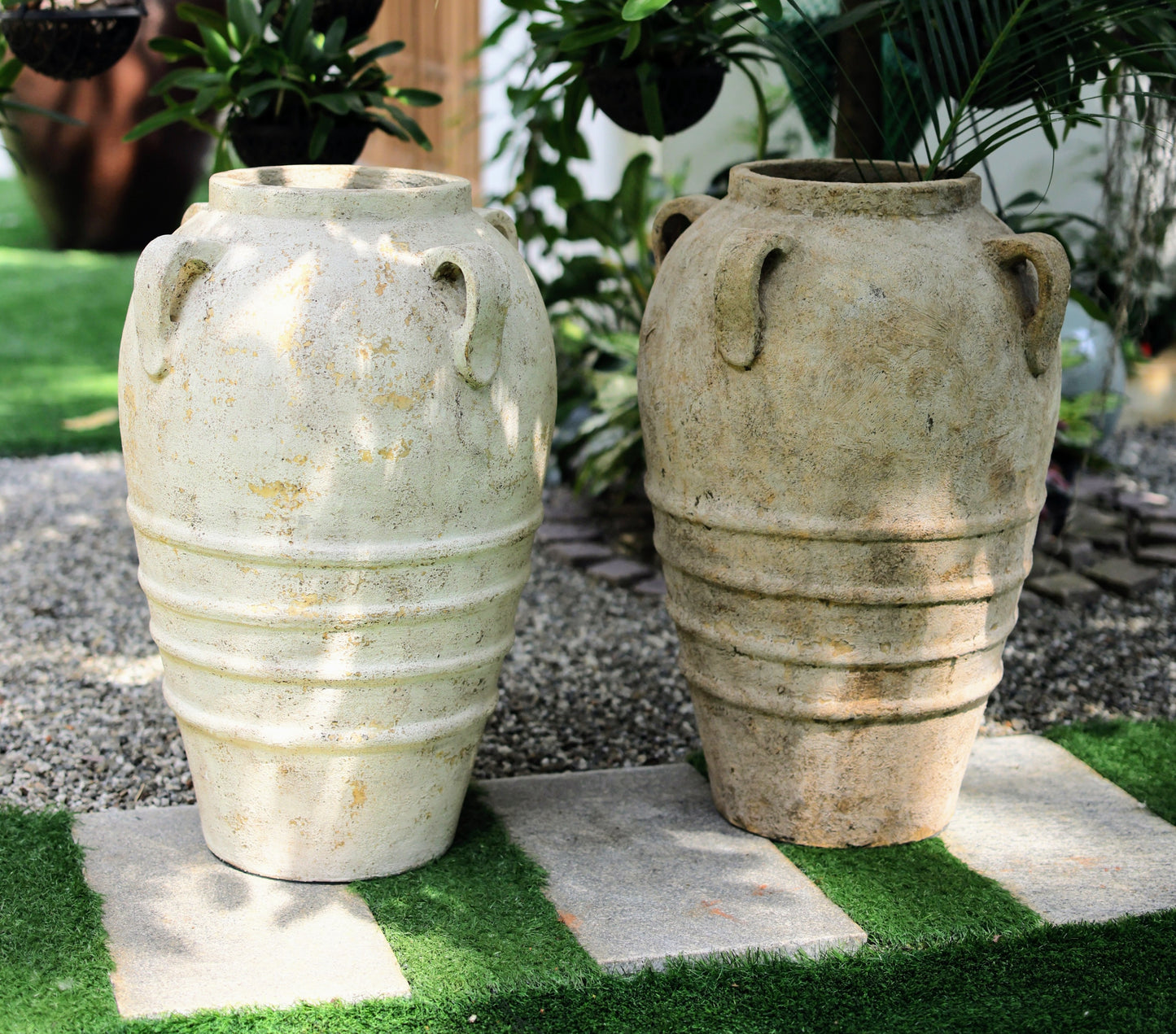 Tirta Large Rustic GRC Garden Urn with Handles
