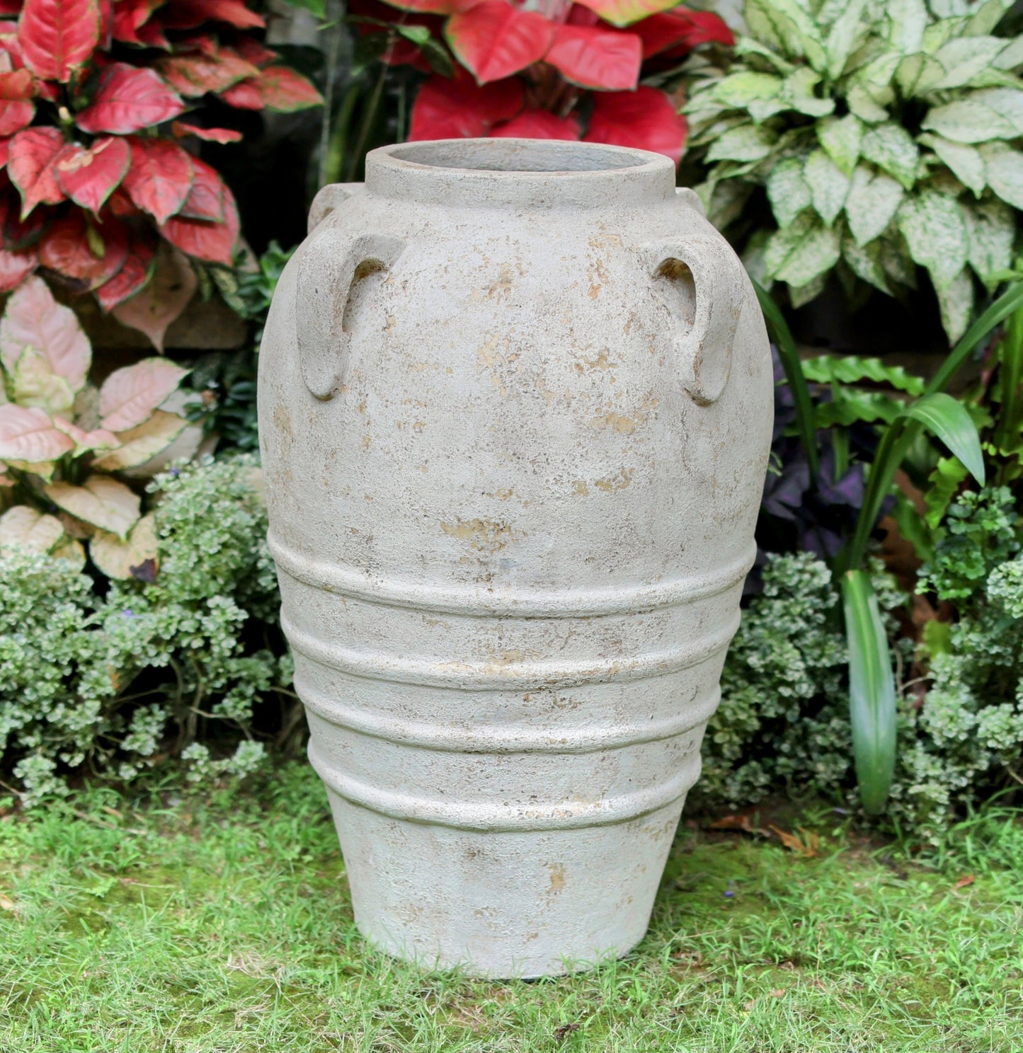 Tirta Large Rustic GRC Garden Urn with Handles