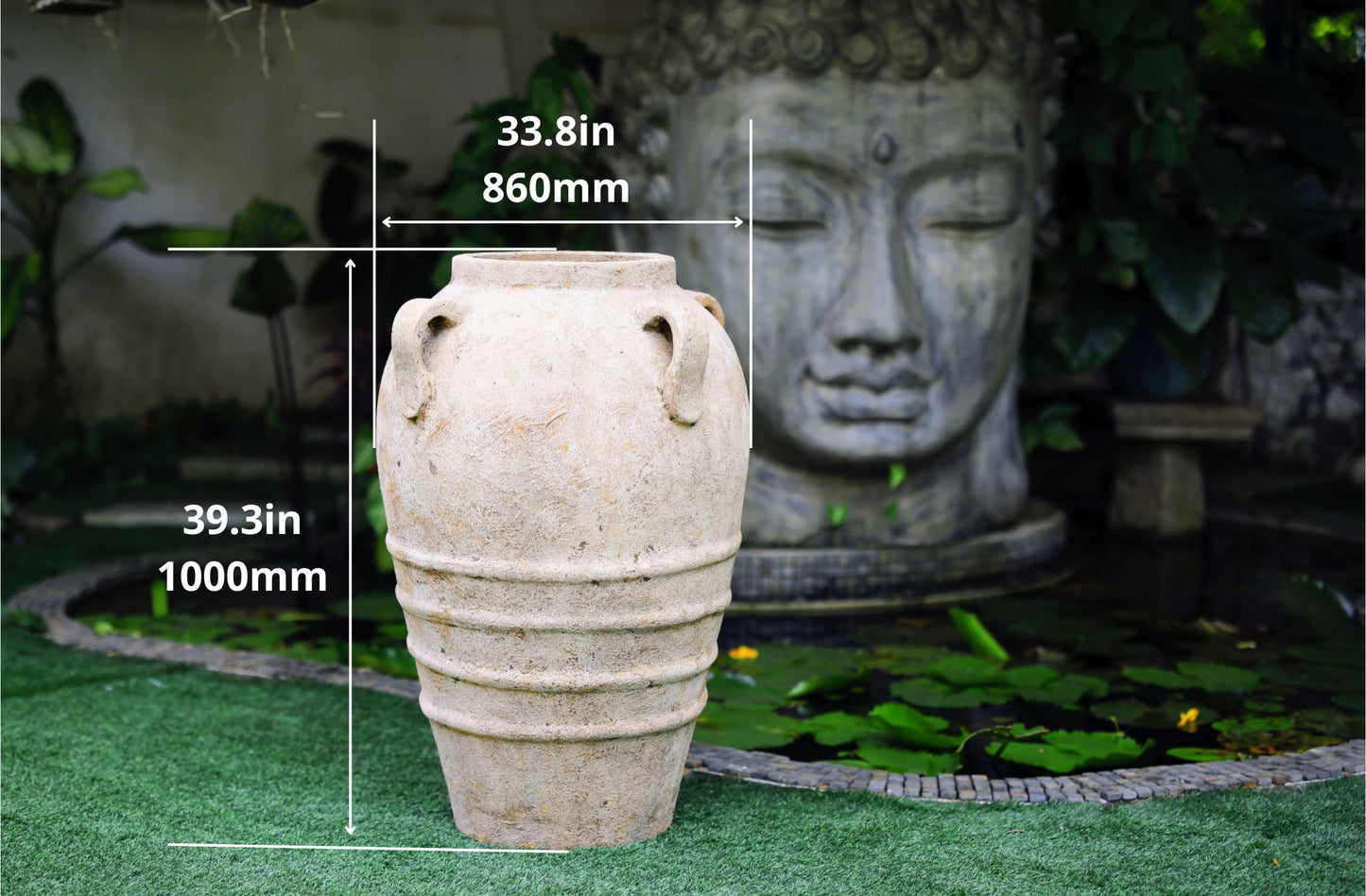 Tirta Large Rustic GRC Garden Urn with Handles