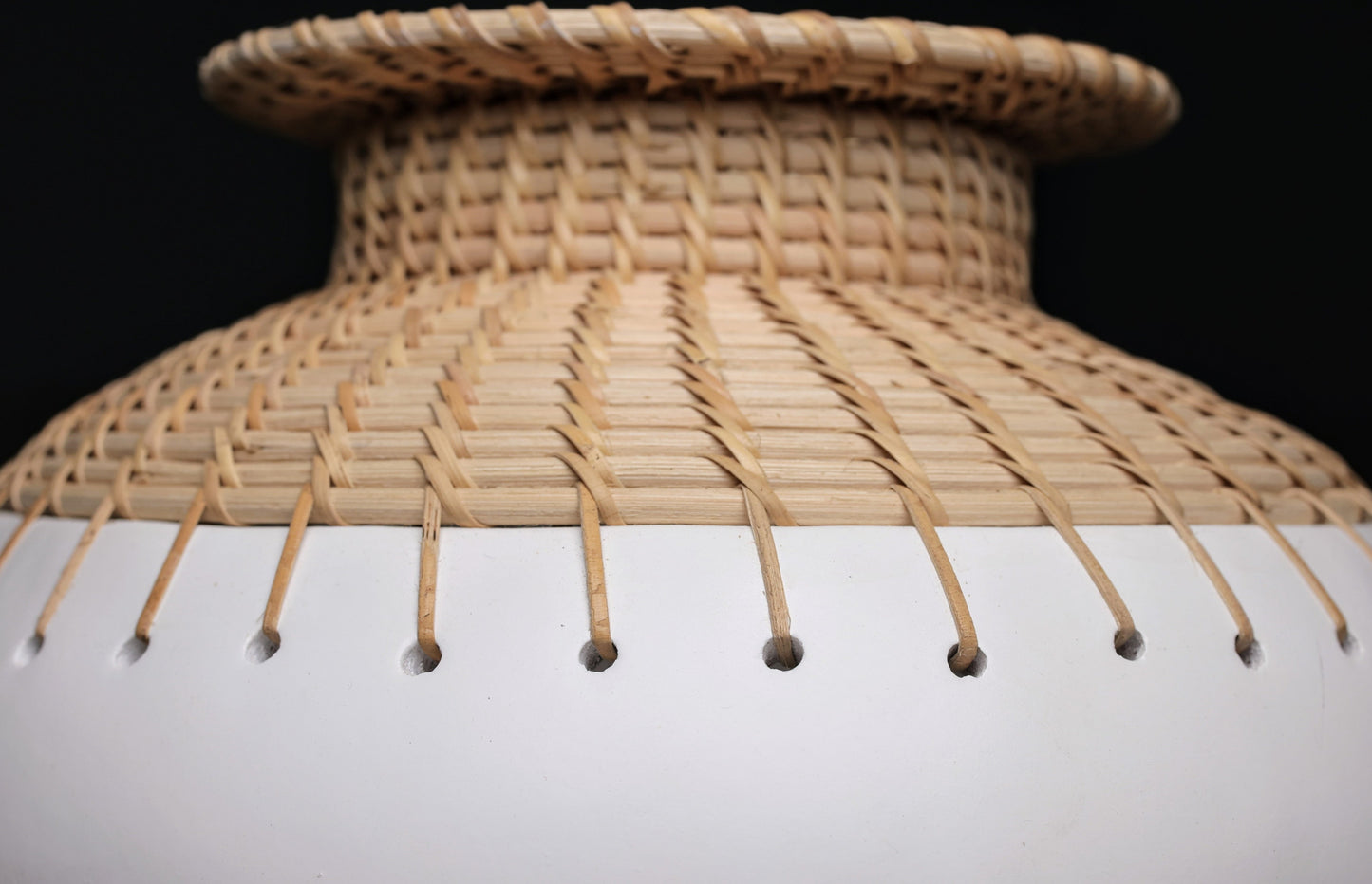 Arka White Woven Terracotta Pot