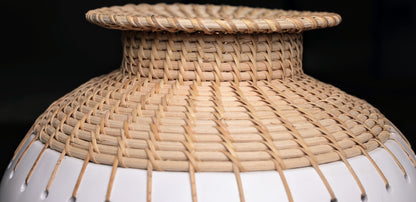 Arka White Woven Terracotta Pot