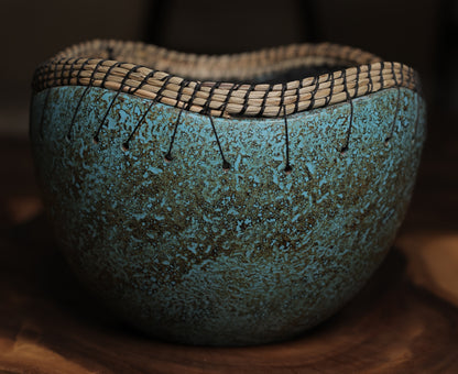 Asri Turquoise Terra Weave Decorative Bowl