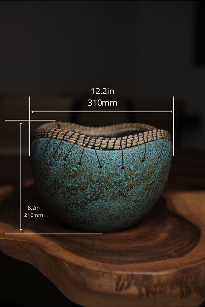 Asri Turquoise Terra Weave Decorative Bowl